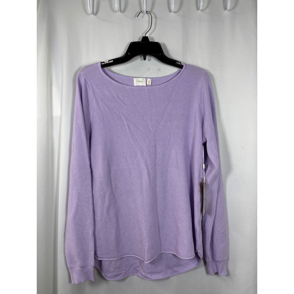 Cyrus Womens Lavender Waffle Knit‎ Boat Neck High-Low Sweater Purple M NEW